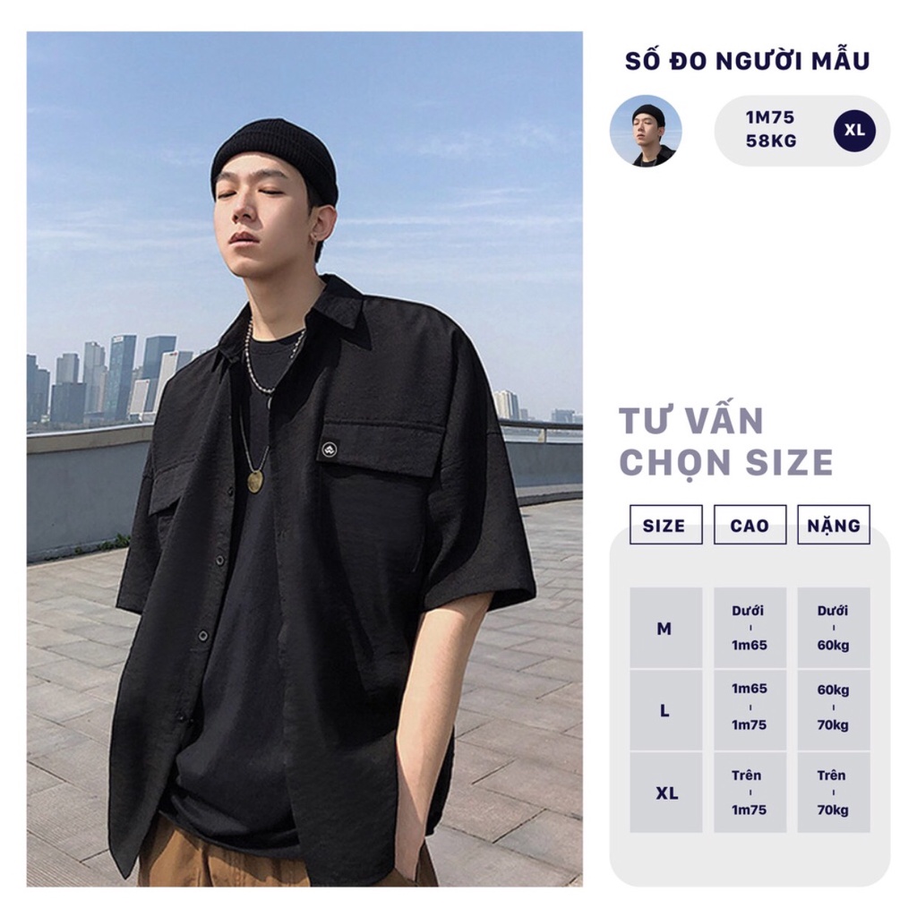 Áo sơ mi cộc tay đũi unisex - áo đũi nam nữ phong cách Hàn Quốc chất mềm mịn