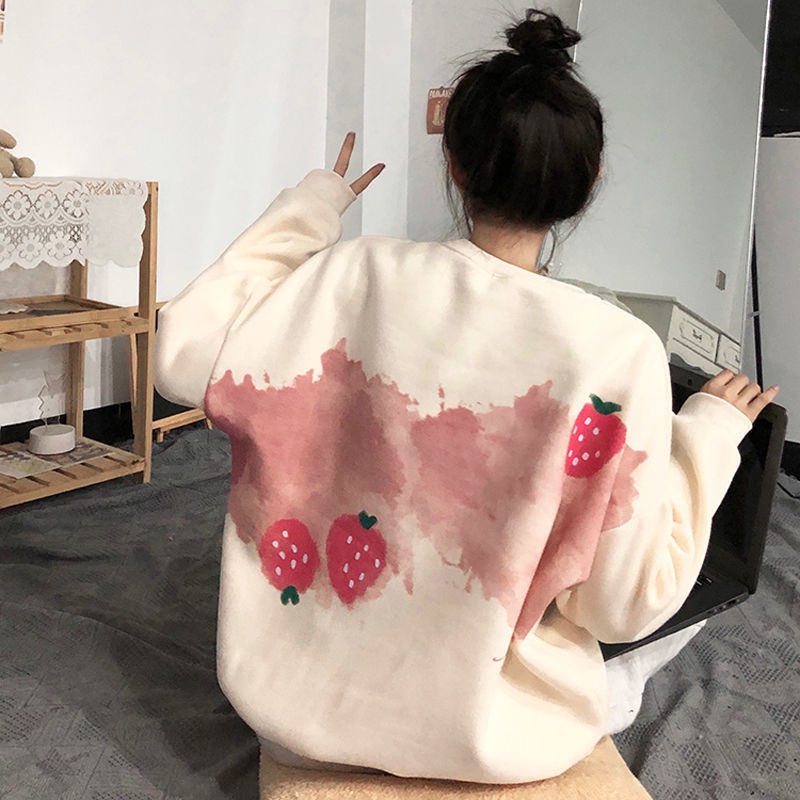 New autumn fashion strawberry pattern dyed long-sleeved sweater for women code 16 2021
