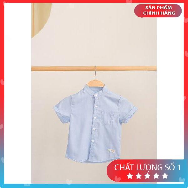 _ Ao sơ mi bé trai cổ tàu - xanh