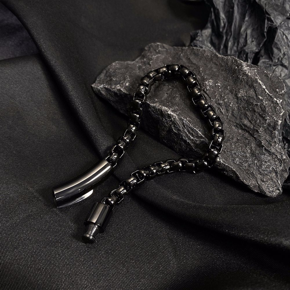 Vòng Đeo Tay Bằng Thép Không Gỉ Phong Cách Hip Hop Hàn Quốc Đơn Giản Có Thể Điều Chỉnh Cho Nam