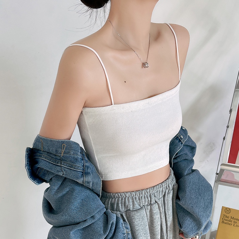 Áo Thun Nữ - Áo Croptop Hai Dây Cọng Bún Siêu Co Giãn Tiện Lợi | BigBuy360 - bigbuy360.vn