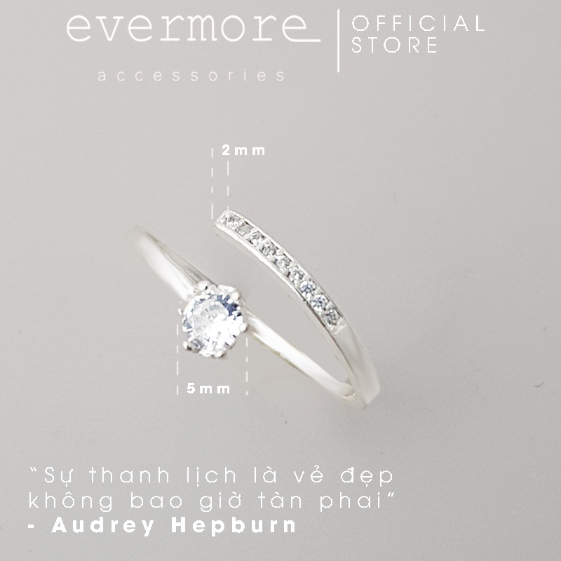 Nhẫn bạc freesize EVERMORE, nhẫn bạc đính đá sao băng Vesta thanh lịch, minimalism - N036