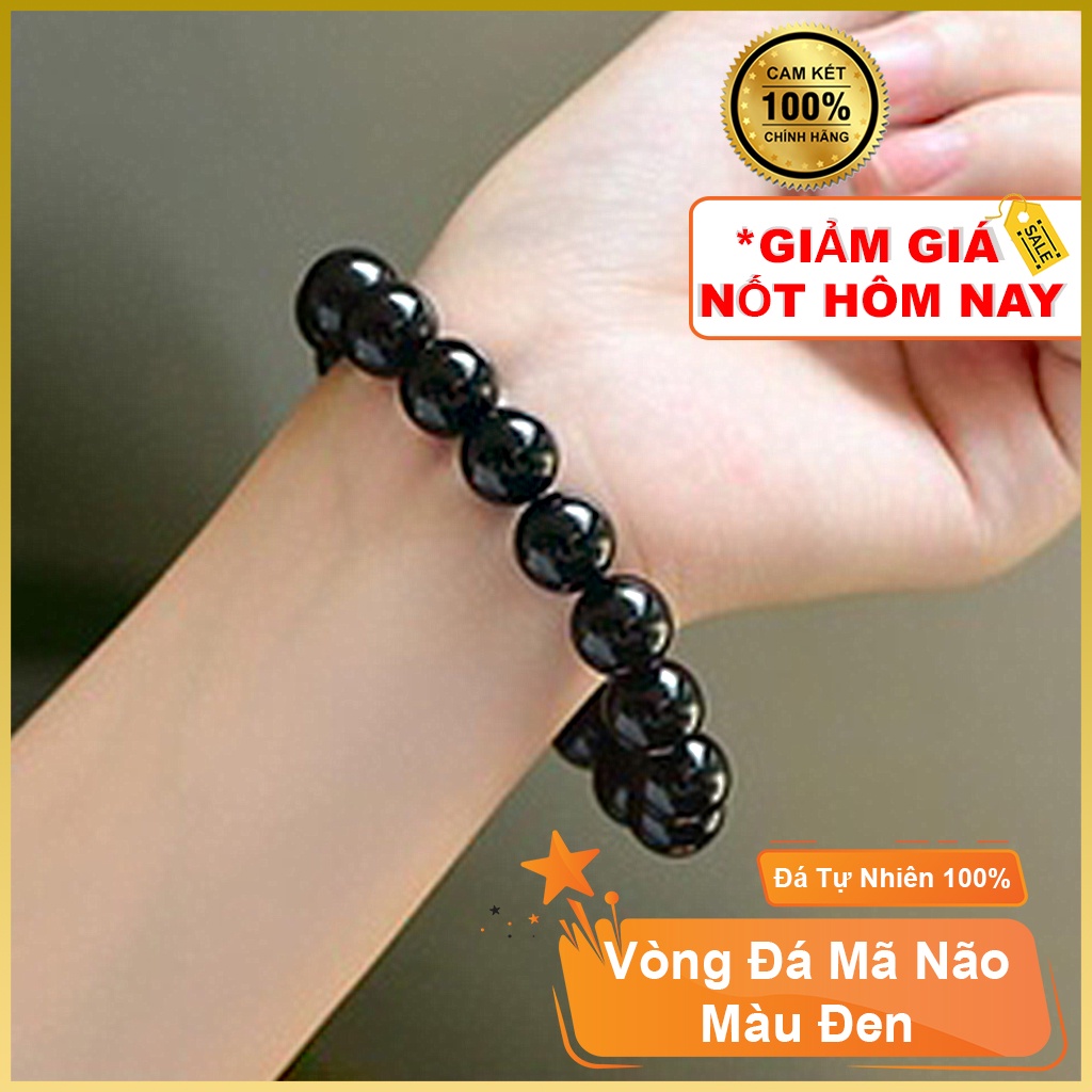 Vòng tay đá phong thủy may mắn màu đen, vòng đeo tay phong thủy phù hợp cho nam và nữ - Tặng hộp đựng, dây dự phòng