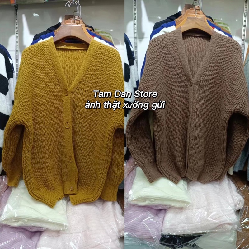 Áo len cardigan trơn 5 màu phong cách hàn quốc siêu xinh len dệt form rộng đi học đi làm