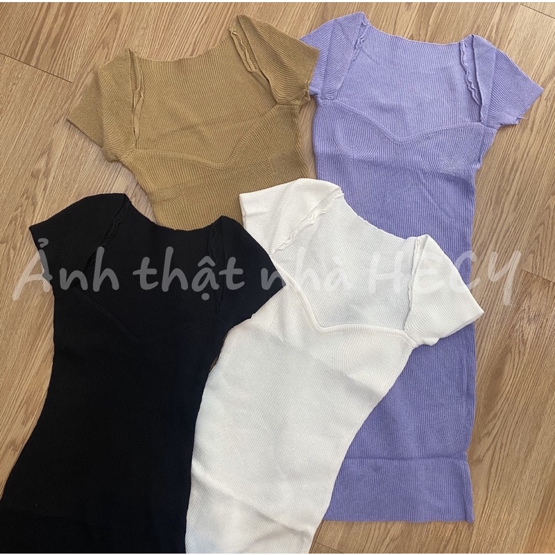 Váy Thun Tăm Tay Lỡ Cổ Én Dáng Ôm - Hecy.Clothing [FREESHIP] - Đầm ôm body cộc tay thiết kế cúp ngực cá tính | BigBuy360 - bigbuy360.vn