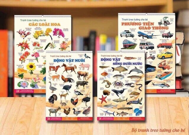 Sỉ bộ tranh treo tường 12 chủ đề học tập SONG NGỮ cho bé