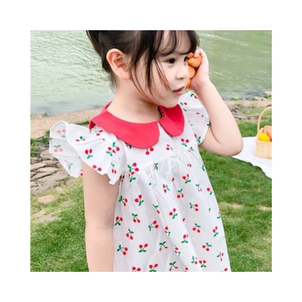 Váy đầm BABY SUP  cherry cho bé gái cân nặng 8-20KG