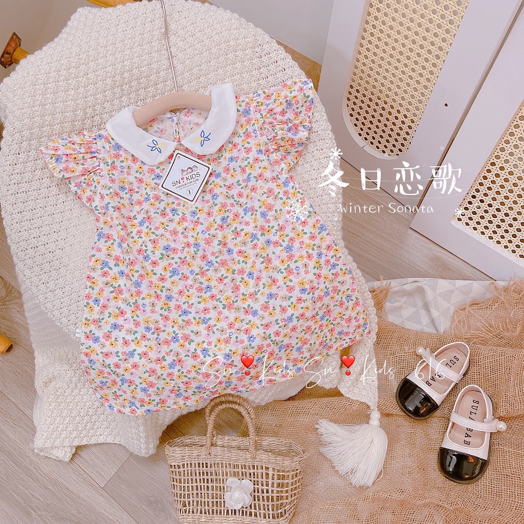 Váy hoa nhí dáng dài, Váy cho bé gái có chiết ly siêu dễ thương - váy cho bé 1 tuổi, đến 10 tuổi