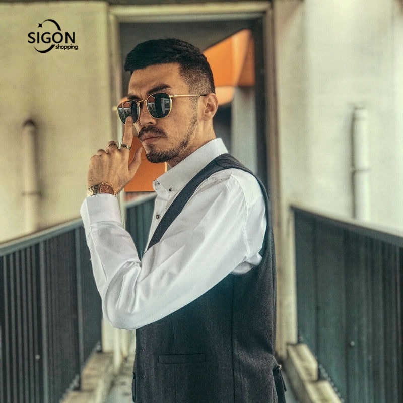 Kính Mát Phân Cực Gọng Kim Loại Vuông Mềm Chống Tia UV Phong Cách Retro