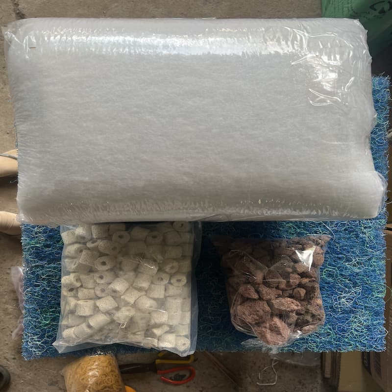 Combo 3 Loại Vật Liệu Lọc: Nham Thạch, Sứ Tròn,bông gòn lọc hồ cá