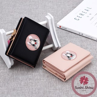 Ví nữ cầm tay mini, Ví nữ ngắn cầm tay chất liệu da PU Quảng Châu hoạ tiết dễ thương cho nữ SS1