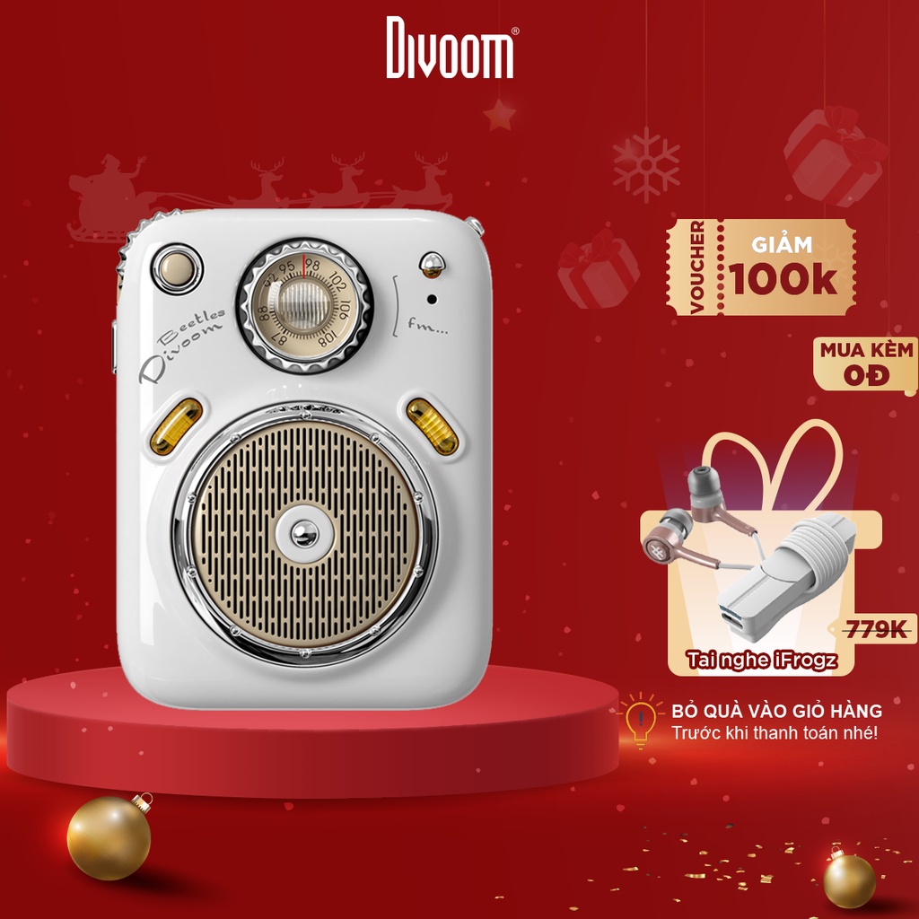 [VOUCHER 100K] Loa Bluetooth Divoom-Beetles FM-Thiết kế siêu nhỏ,cổ điển, tích hợp FM radio và thẻ nhớ