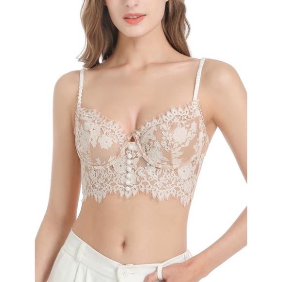 Áo Lót Nữ Softie Ren Mỏng Có Gọng Đính Khuy Nâng Ngực Kiểu Dáng Xuyên Thấu Hàng Cao Cấp 3300