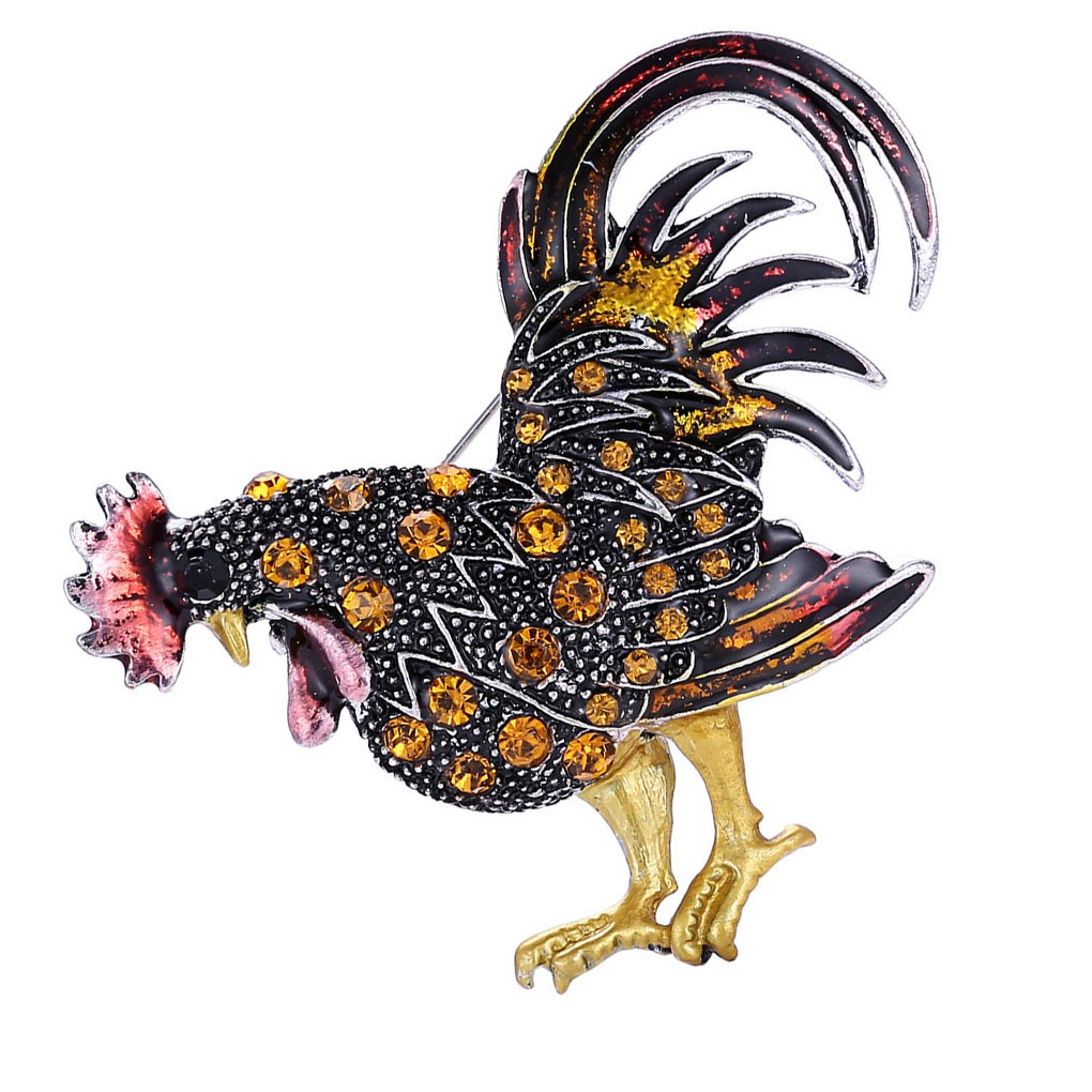 Trâm Cài Áo Hình Gà Trống Đính Đá Thời Trang