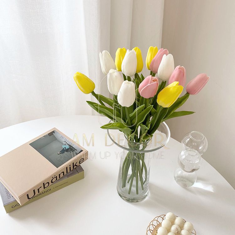 Hoa tulip giả nhiều màu phụ kiện chụp ảnh decor trang trí phòng khách đáng yêu - AM Decor