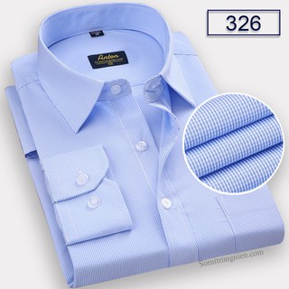 Áo Sơ Mi Nam Công Sở Trung Niên Anton Somianton Xanh Dương Dài Tay Họa Tiết Kẻ Caro Vải Cotton - 326