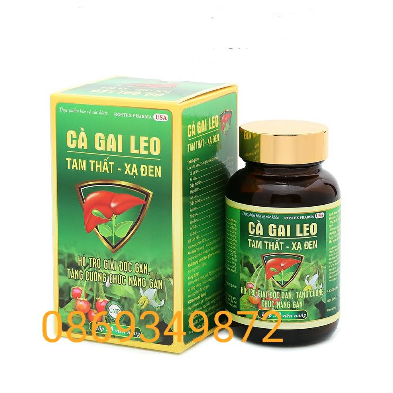 viên uống Giải độc gan CÀ GAI LEO - TAM THẤT - XẠ ĐEN - giúp bảo vệ gan, làm mát gan, hạ men gan - Hộp 50 viên