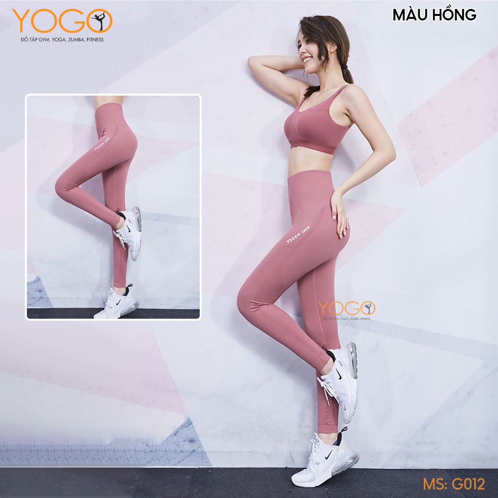 Quần tập gym yoga nữ dáng legging dài thể thao lưng cạp cao nâng mông tôn dáng chất dệt kim co giãn thoải mái YOGO G012