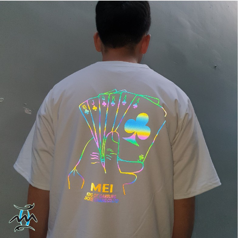 Áo thun phản quang lá bài cực chất bản to và bản nhỏ