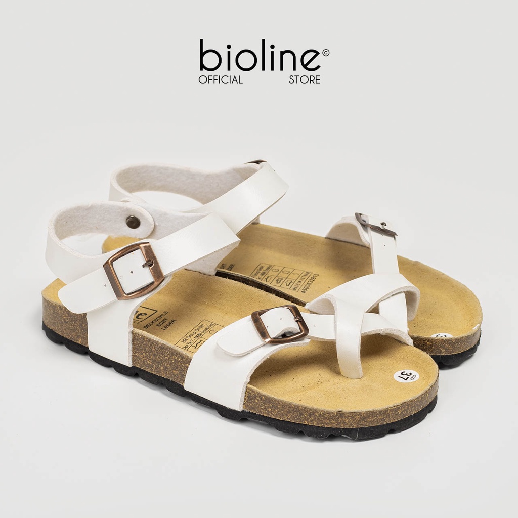 PU14- Dép sandal đế trấu BIRKEN quai chéo Unisex da PU, đế trấu chính hãng BIOLINE