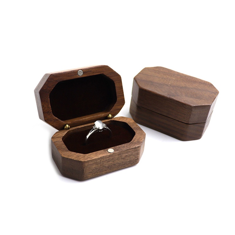 Arin Hộp Gỗ Óc Chó Hình Bát Giác Đựng Nhẫn Trang Sức Mềm Mại Sắp Xếp Gọn Gàng Cho Cầu Hôn