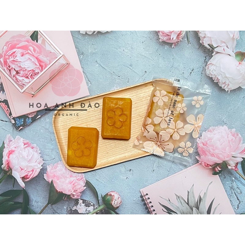 [SOAP NGHỆ MƯỚP ĐẮNG CAM] Xà Phòng Thực Vật Thủ công thương hiệu Hoa Anh Đào