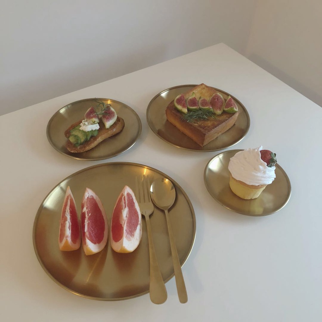 Đĩa Đựng Cà Phê / Trang Sức Bằng Thép Không Gỉ Màu Trơn Phong Cách Bắc Âu Sang Trọng