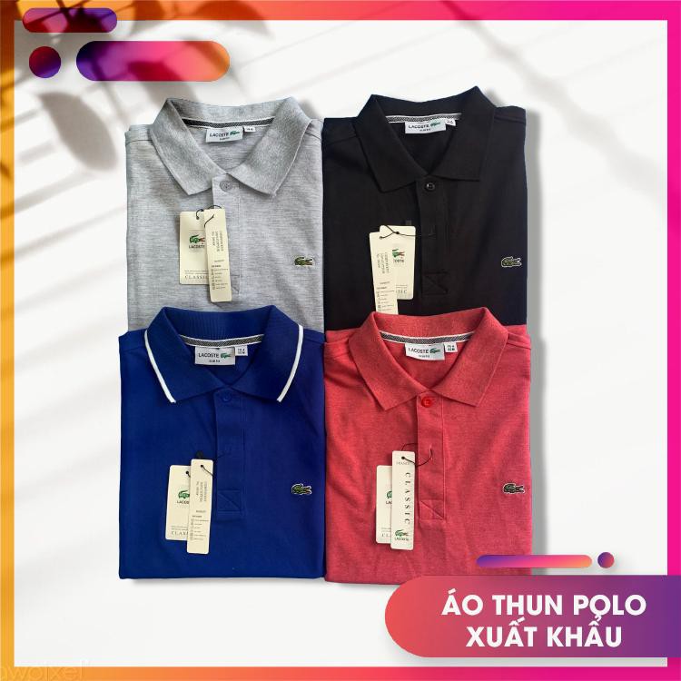 Áo Thun Polo Có Cổ Xuất Khẩu Chất Liệu Thun Cá Sấu 100% Cotton Năng Động Trẻ Trung Cho Nam Giá Sỉ