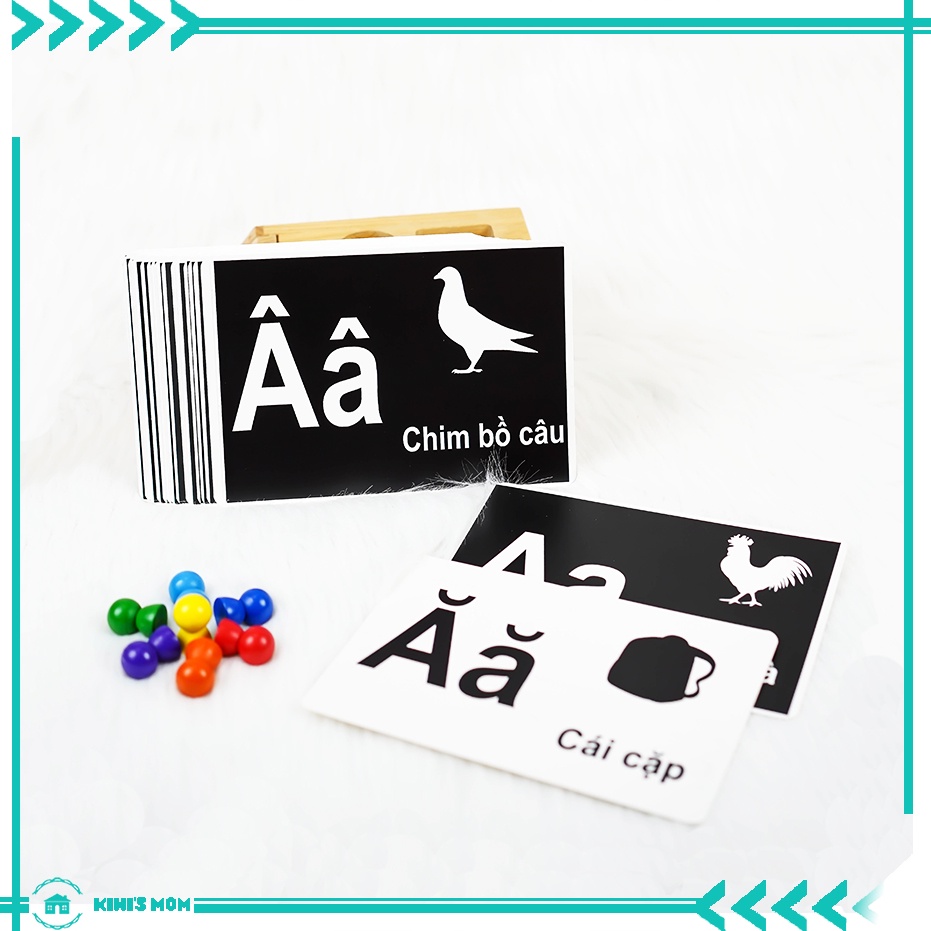 (Tặng thẻ số liên tưởng) [Flashcard] Bộ Thẻ sơ sinh Kích thích Thị giác - in 2 mặt (0-1 tuổi)