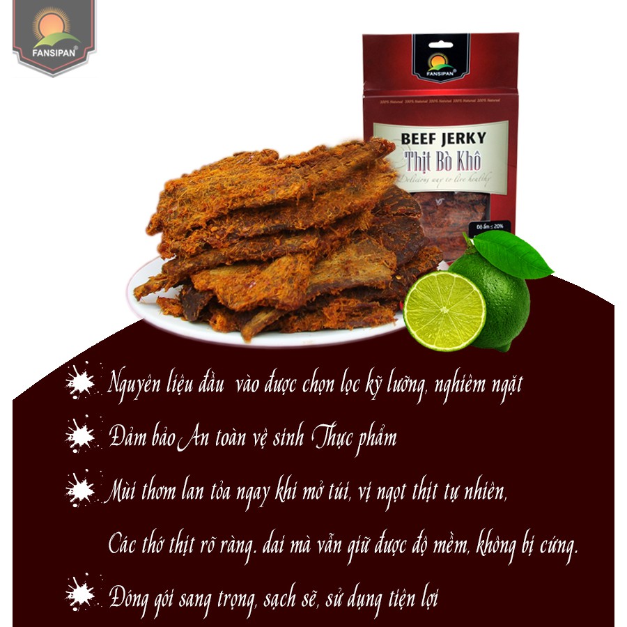 Khô bò miếng mềm Fansipan 100g khô bò miếng bò thật loại 1 khô bò miếng cay đảm bảo ATVS, Torao Foods - đồ ăn vặt ngon | BigBuy360 - bigbuy360.vn