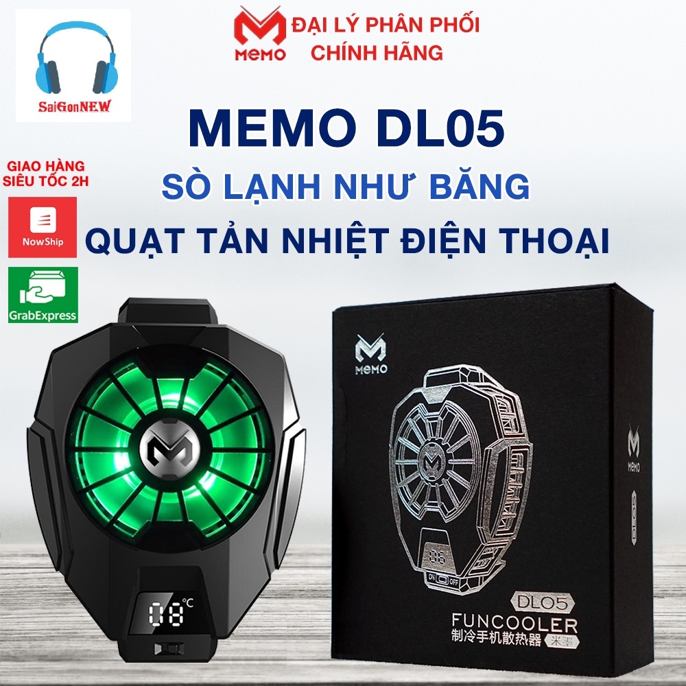 Quạt Tản nhiệt điện thoại MEMO DL05 Bản New 2023 - Sò lạnh làm mát khi chơi game, Có đồng hồ hiện thị nhiệt độ siêu đẹp