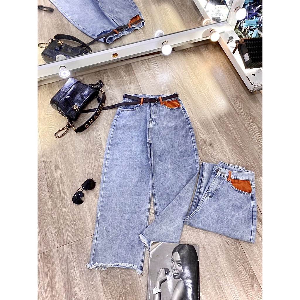 FS50K_Quần Jeans Nữ Ống Rộng Túi Màu Cao Cấp OHS111 | WebRaoVat - webraovat.net.vn