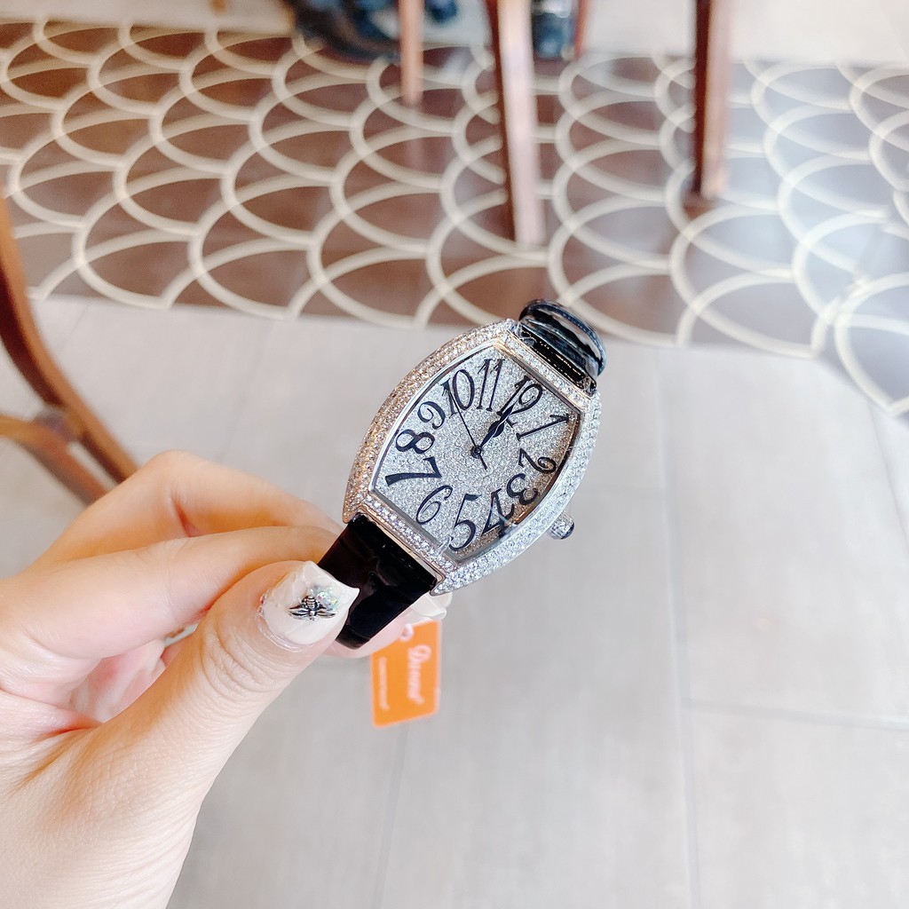 Đồng Hồ Davena Nữ Dây Da Đen 36mm Silver