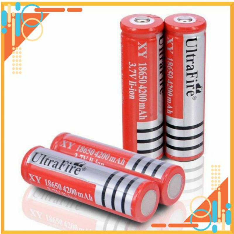 PIN SẠC⚡MIỄN PHÍ GIAO HÀNG⚡PIN SẠC 18650 ULTRAFIRE ĐỎ PIN 3V7 LI-ION  DÙNG CHO ĐÈN SẠC ĐÈN ĐỘI ĐẦU QUẠT MINI