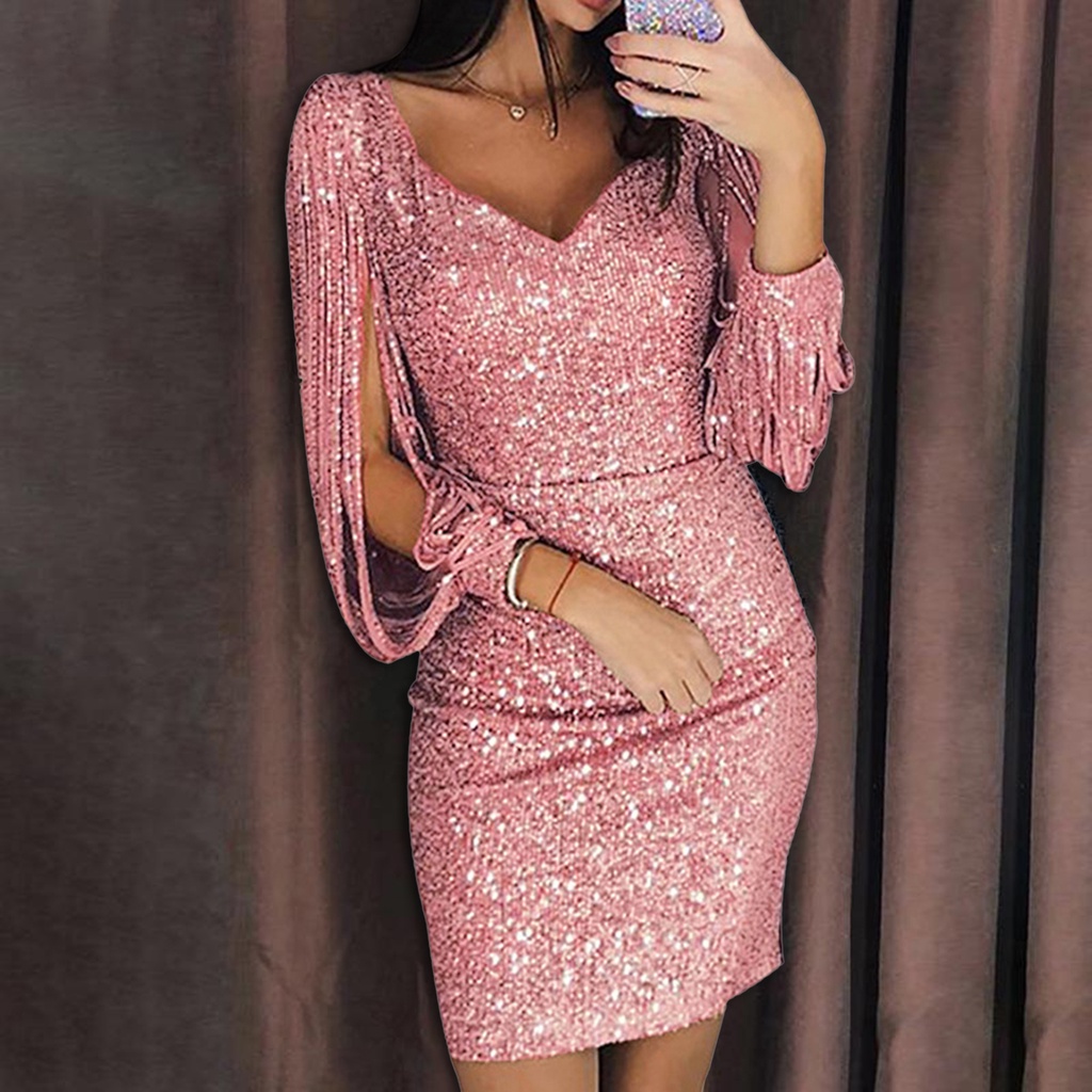 Đầm Mini Đính Kim Sa Lấp Lánh Dễ Thương Cho Nữ