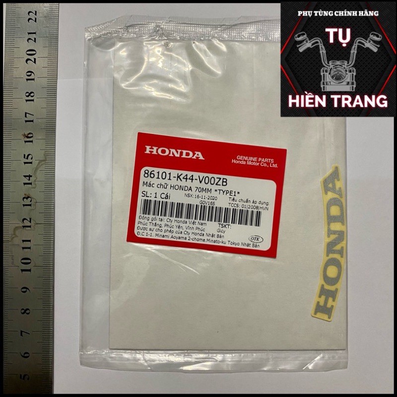 TEM CHỮ HONDA CONG DÁN MẶT NẠ MÀU ĐEN/BẠC NỀN TRONG ZIN CHÍNH HÃNG HONDA