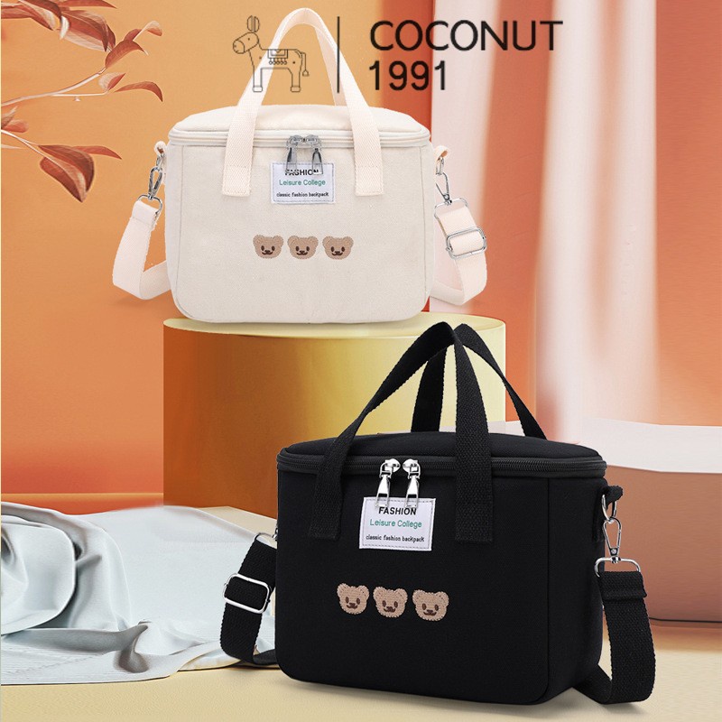 (HÀNG CAO CẤP)Túi đựng hộp cơm THÊU GẤU hàng xuất khẩu, lớp cách nhiệt dày dặn, giữ nhiệt 3-4h, túi đựng thức ăn giữ nhi
