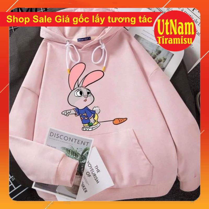 Áo Hodie Thỏ tai hồng Kiểu dáng Unisexfreesize 40-50kg mặc đẹpPhong cách Hàn Quốc