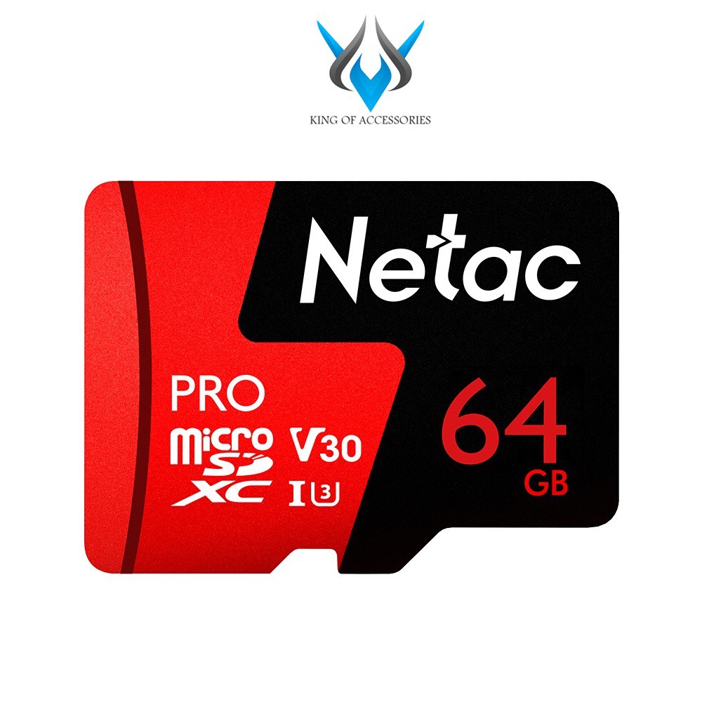 Thẻ nhớ microSDXC Netac Pro 64GB U3 4K V30 98MB/s (Đỏ) - chuyên camera, máy quay và điện thoại