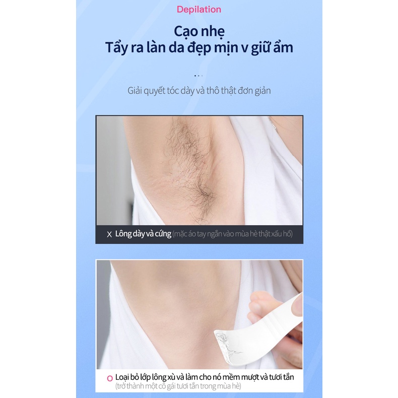 Kem Tẩy Lông Nách Tẩy Lông Chân An Toàn Hiệu Quả 60ML Triệt lông vùng kín nách tay và chân Nhanh chóng, nhẹ nhàng và không gây kích ứng