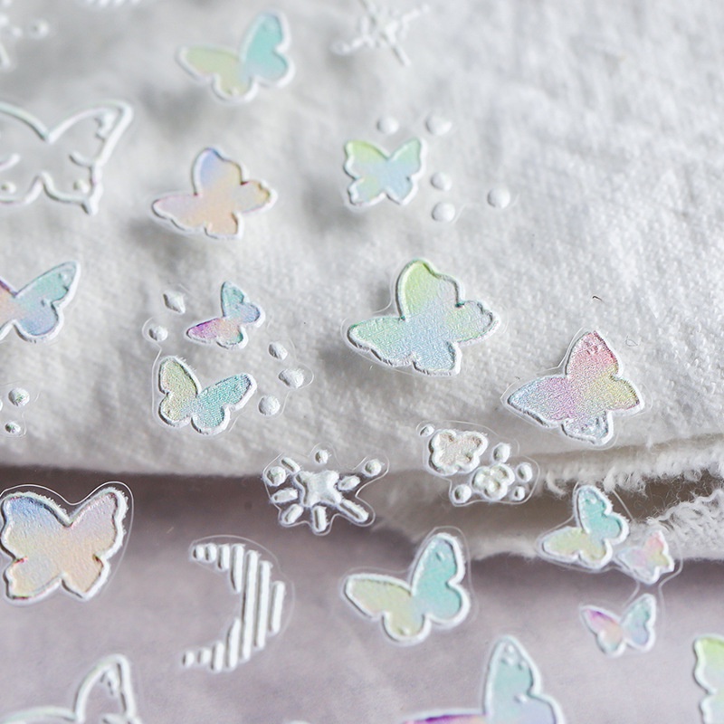 Miếng Dán Trang Trí Móng Tay Họa Tiết Bướm Ba Chiều Màu Trong Suốt