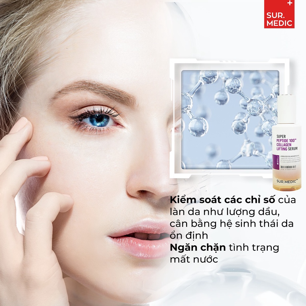 Serum Sur Medic Huyết Thanh Peptide Phục Hồi Tái Tạo Dưỡng Da SUR.MEDIC SUPER PEPTIDE 100TM COLLAGEN LIFTING SERUM 50ML