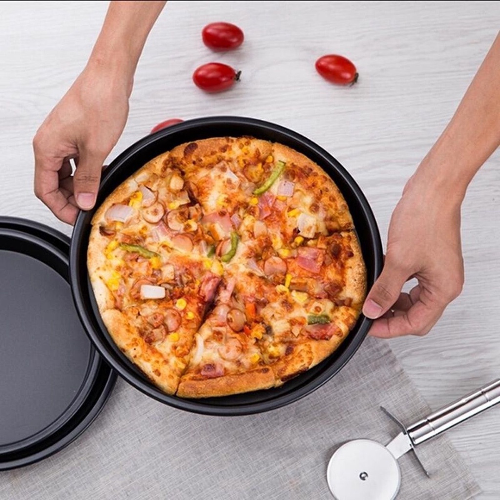 Khay Nướng Bánh Pizza Hình Tròn Bằng Thép Carbon Chống Dính