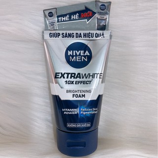 Sữa Rửa Mặt NIVEA MEN Extra White 10X Effect Brightening Foam Làm Sáng Da 100g