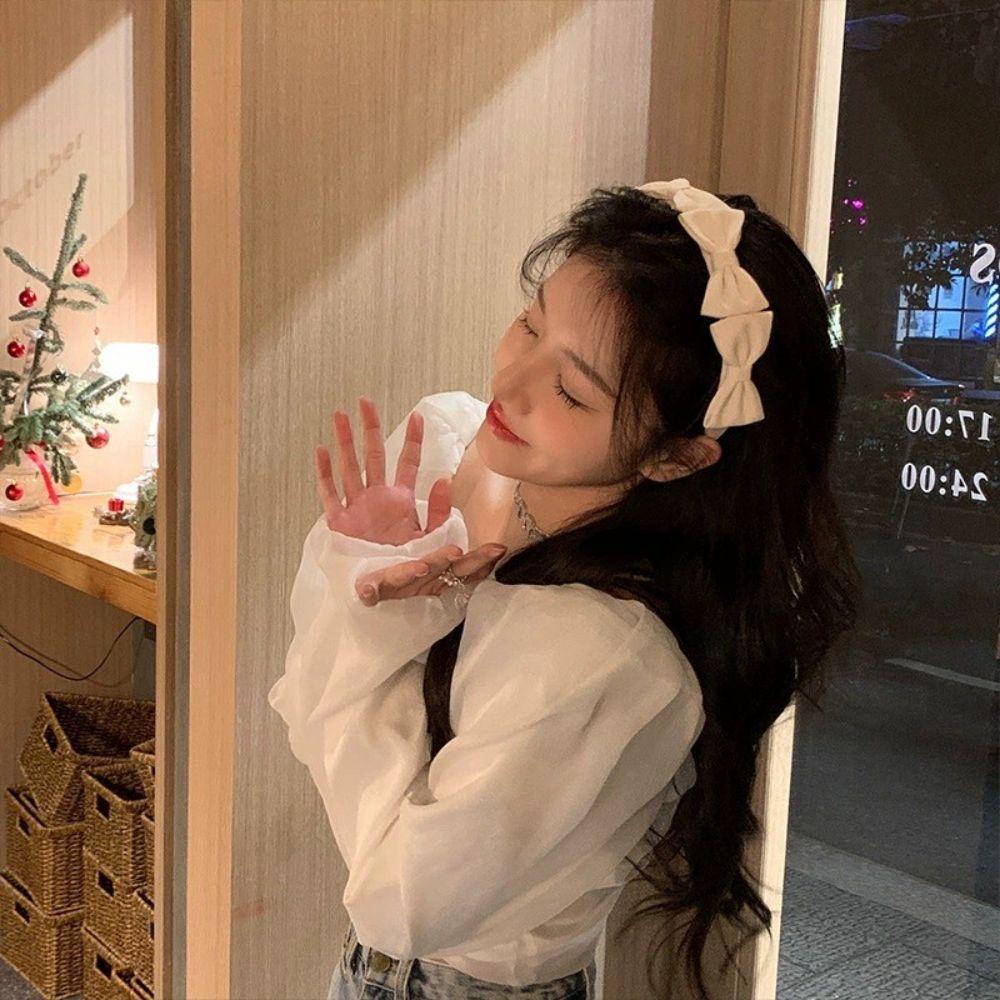 Băng Đô Cài Tóc Đính Nơ Phong Cách Hàn Quốc Ngọt Ngào Cho Nữ