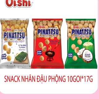 Snack nhân đậu phộng da cá pinattsu oishi túi 10 gói 17g