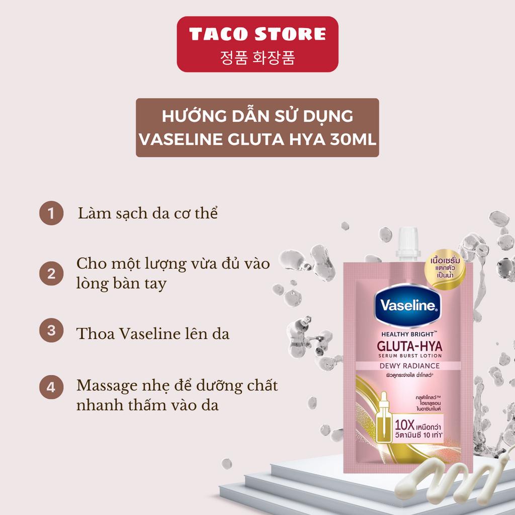 Vaseline Gluta Hya 10x 30ml (Gói Nhỏ Màu Hồng) Sữa Dưỡng Thể Trắng Da Tự Nhiên
