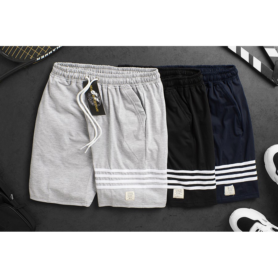 Quần Short Đùi Nam Chất Cotton Cực Thoáng Mát,Quần Short Nam 4 sọc Kiểu Dáng Trẻ Trung Phong Cách Du Lịch Hè