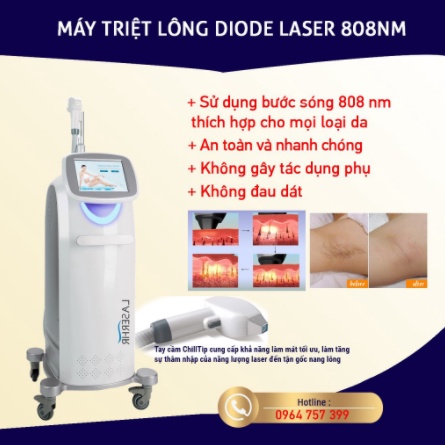 Máy triệt Lông Diode 808 NM Laser HR Thiết Bị Thẩm Mỹ An Toàn Hiệu Quả