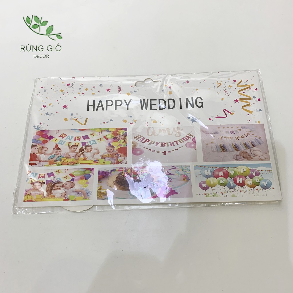 Dây chữ Happy Wedding ánh kim vàng trang trí phòng cưới , phòng tân hôn